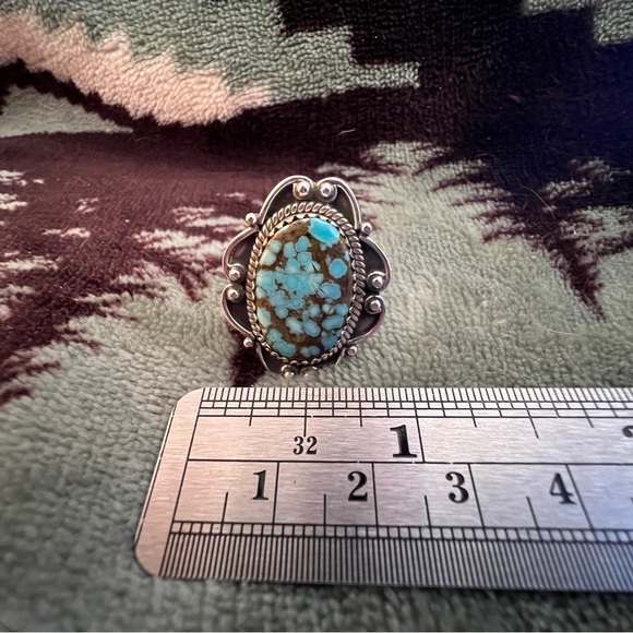 ❤️ RARE #8 Southwestern Turquoise Handcrafted Ring Size 6.5 - Picture 6 of 9